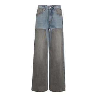 Haute L'Amitié Two-Tone Patch Jeans Blue/Grey Mix